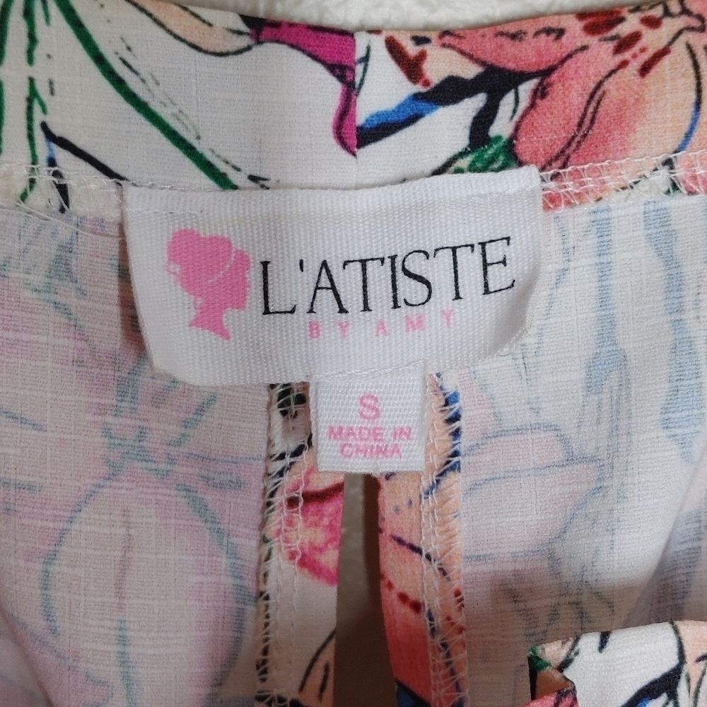 NWOT L'Atiste Floral Tie Back Crop Top Small - Picture 8 of 10